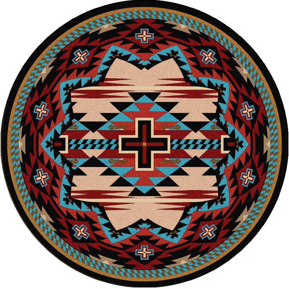 Rustic Crucifix Rug – Blue – pattern detail