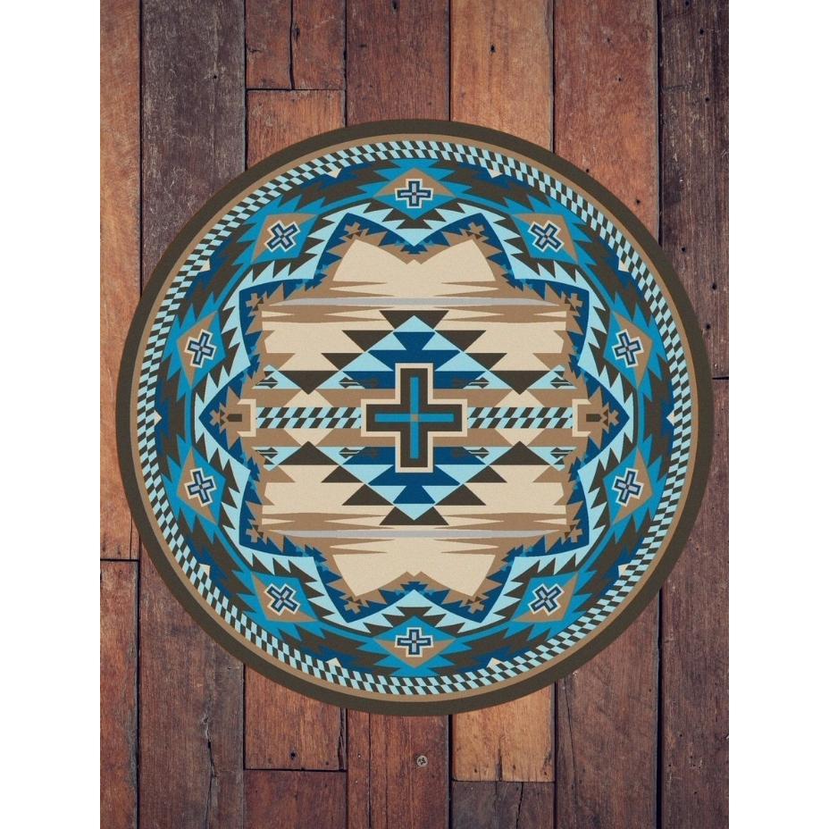 Rustic Crucifix Rug – Turquoise Indigo – pattern detail