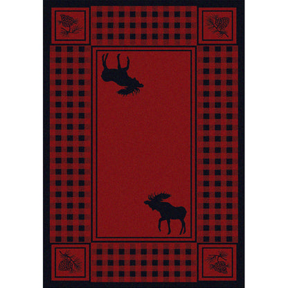 Moose Refuge Rug – Red – cabin lodge area rug