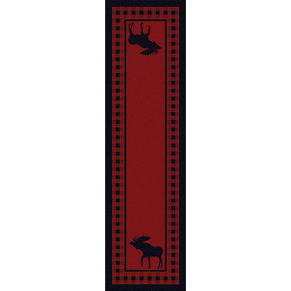 Moose Refuge Rug – Red – close up
