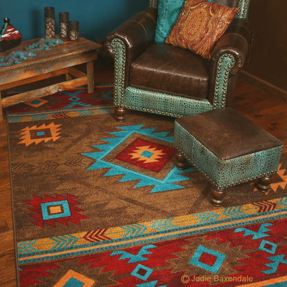 Whisky River Rug – Turquoise – detail view