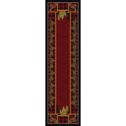 Plaid Woodsman Rug – Red – close up