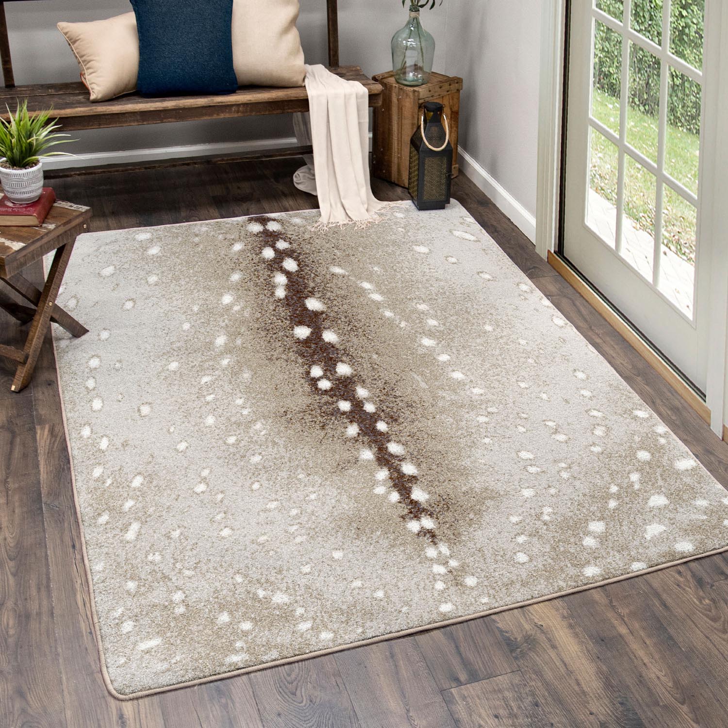 Spotted Hide Rug – Oatmeal Hint of Gray – detail view