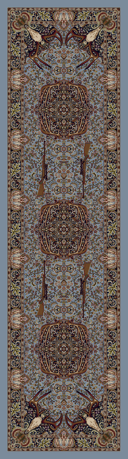 Trophy Room Rug – Blue – room setting