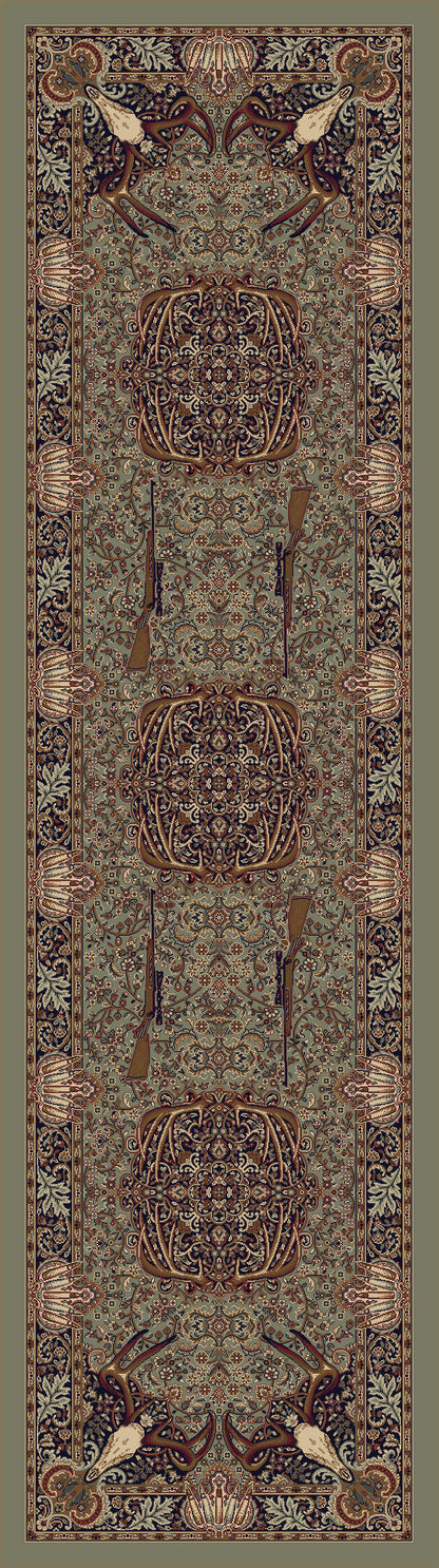 Trophy Room Rug – Green – close up