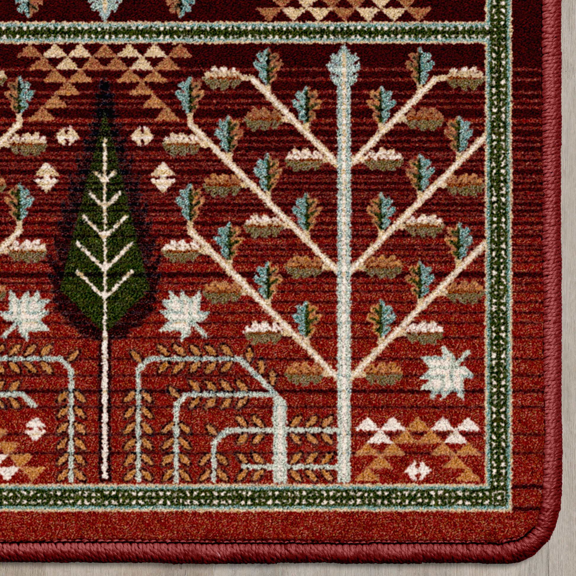Flourish Forest Rug – Garnet – pattern detail