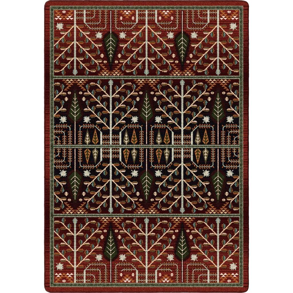Flourish Forest Rug – Garnet – cabin lodge area rug