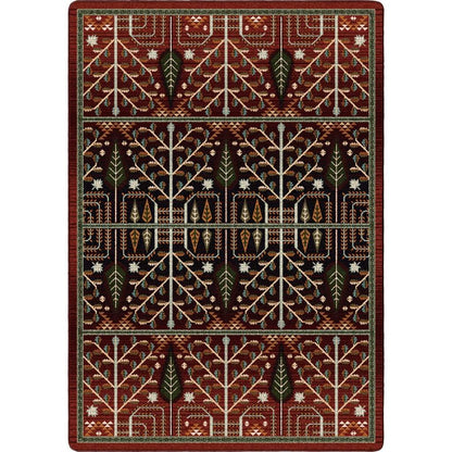 Flourish Forest Rug – Garnet – cabin lodge area rug