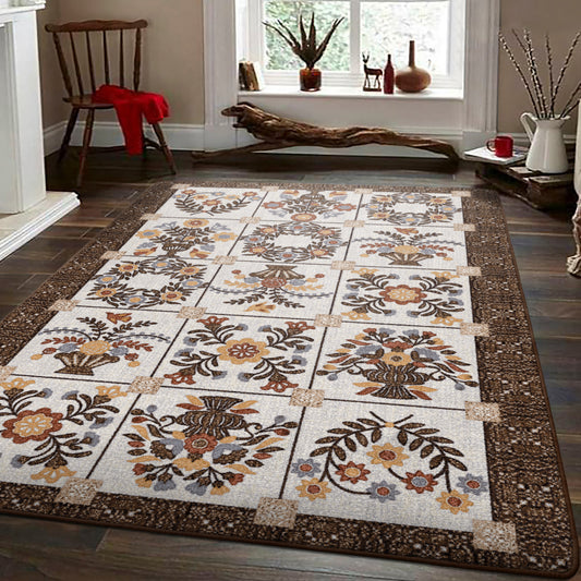 Inspired Quilt Rug – Brown – detail view