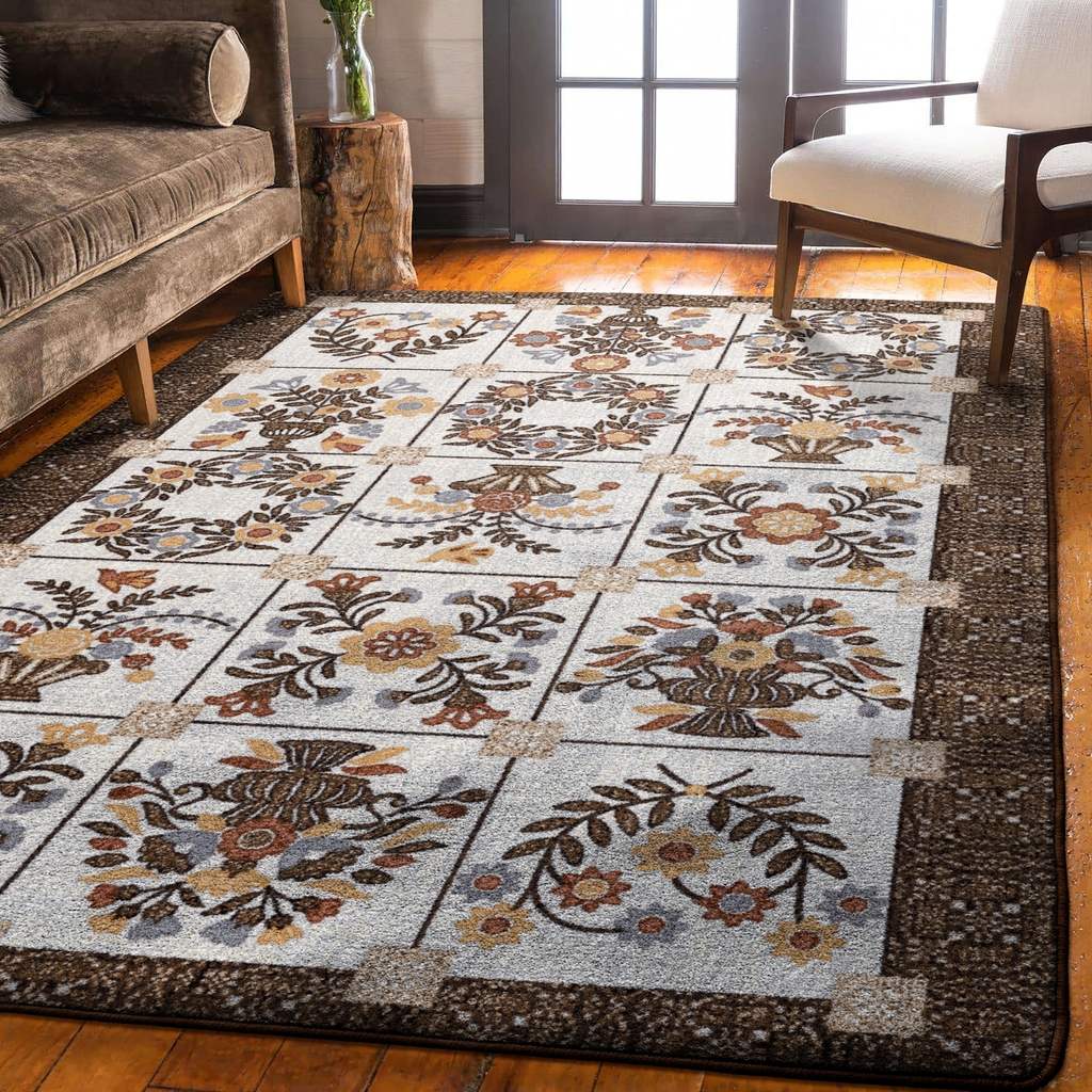 Inspired Quilt Rug – Brown – room setting