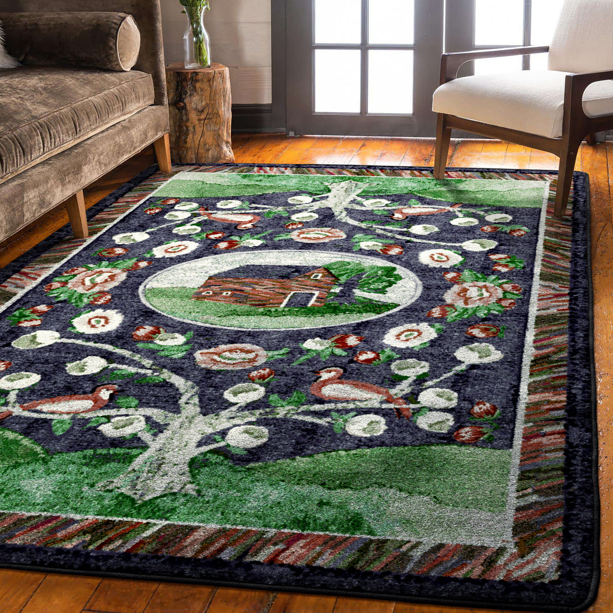 Home Sewn Rug – Midnight – close up