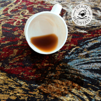 Pecking Order Rug – Bordeaux – close up