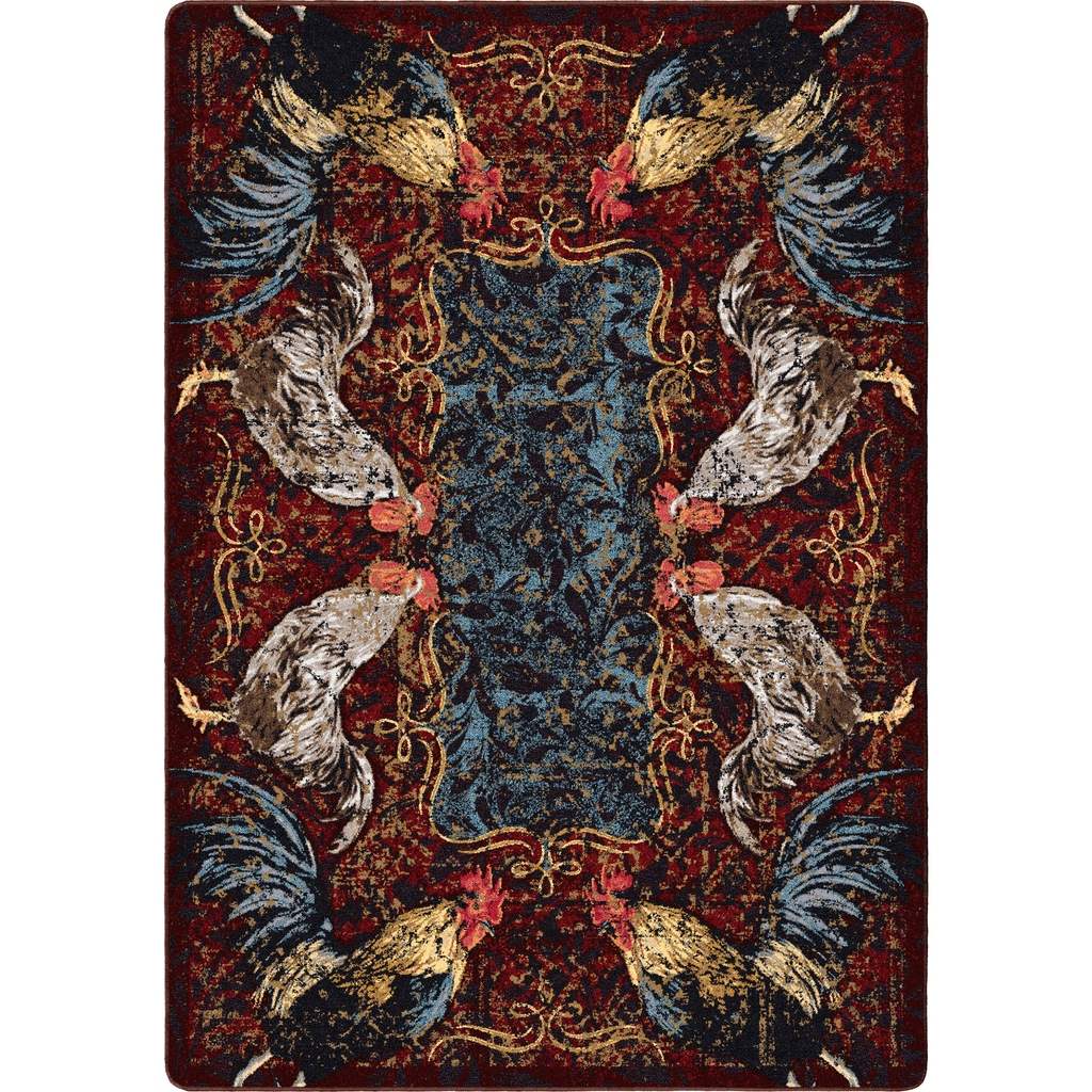 Pecking Order Rug – Bordeaux – cabin lodge area rug