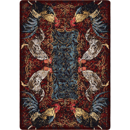 Pecking Order Rug – Bordeaux – cabin lodge area rug