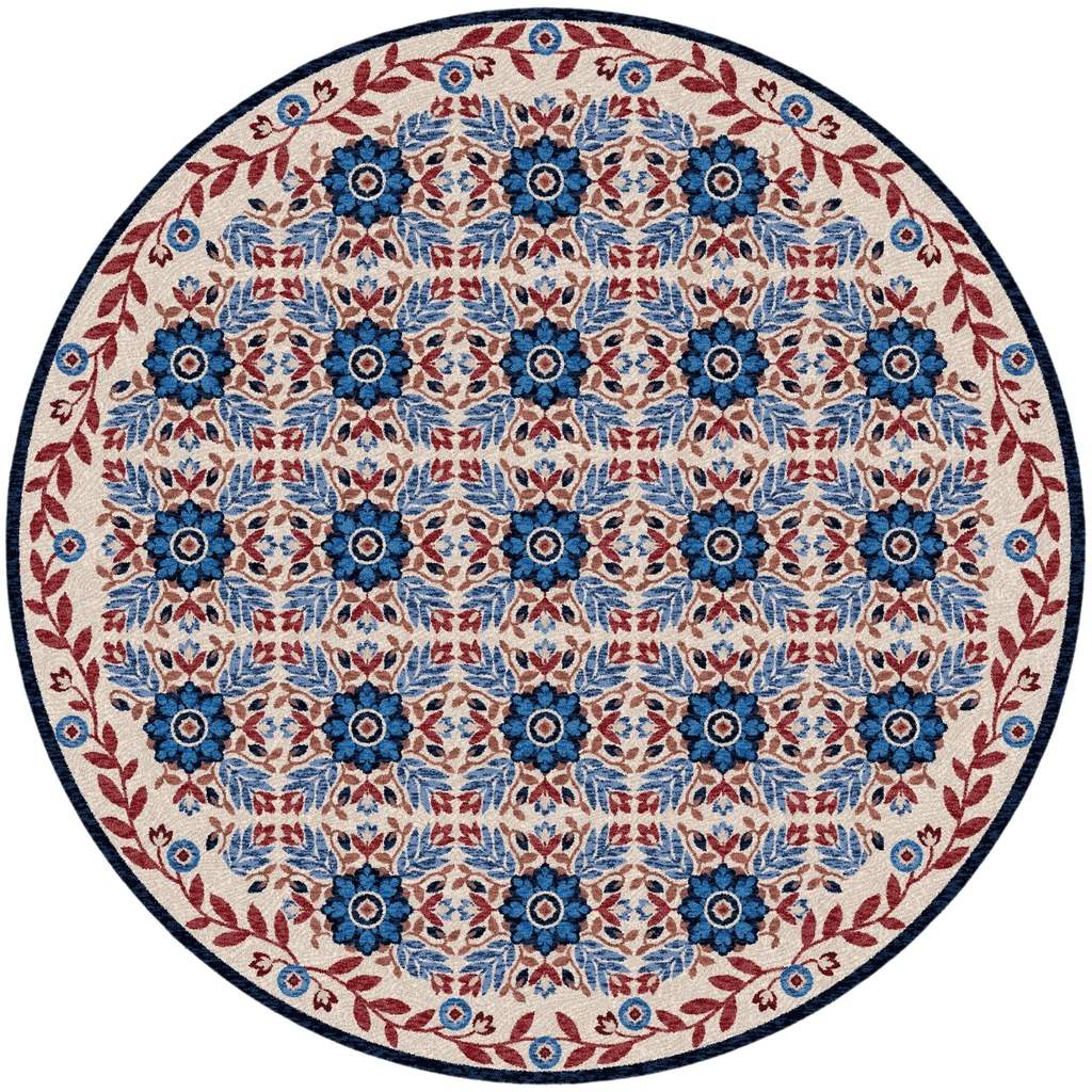 United Quilt Rug – Antique Red White & Blue – pattern detail