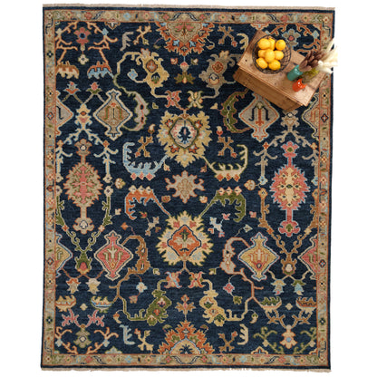 Charise Rug – Palmette Dark Denim – detail view