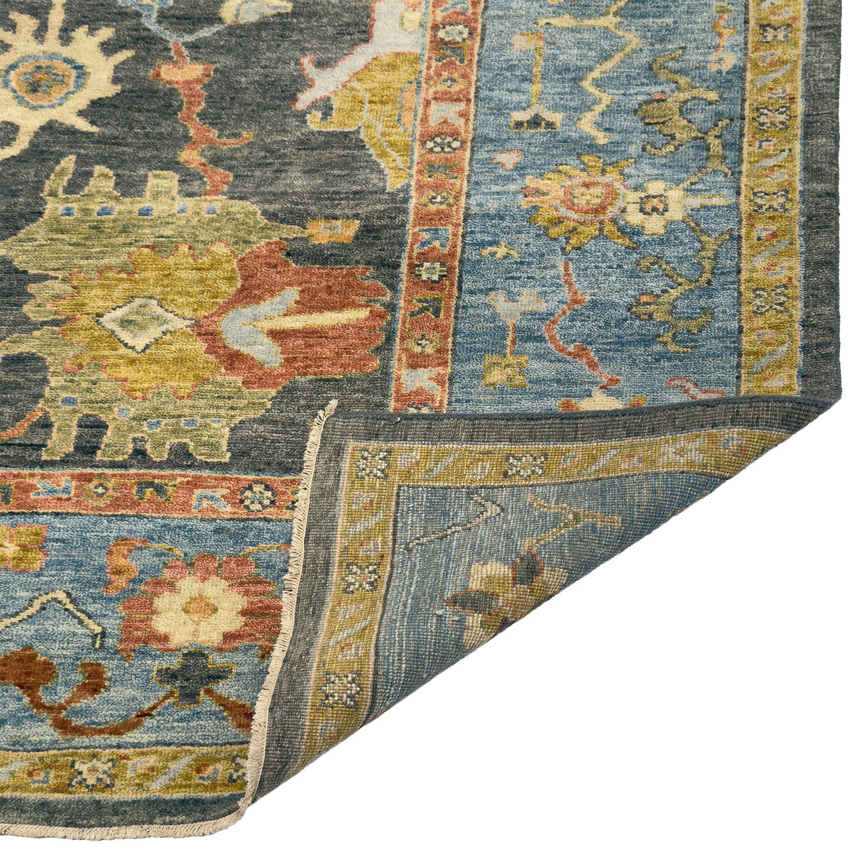 Capel Tapestry Area Rug - Cobalt - Back View