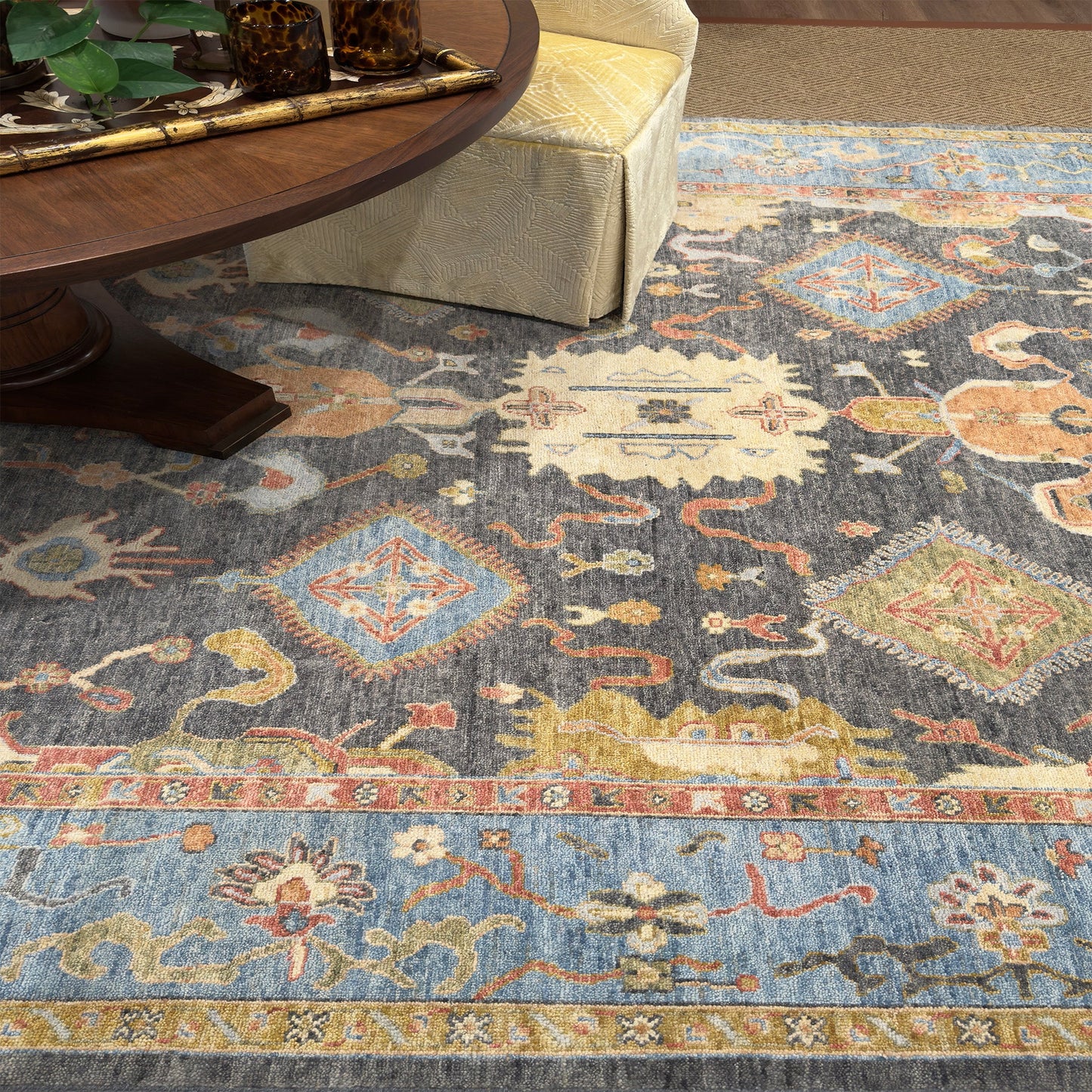 Capel Tapestry Area Rug - Cobalt - Lifestyle View
