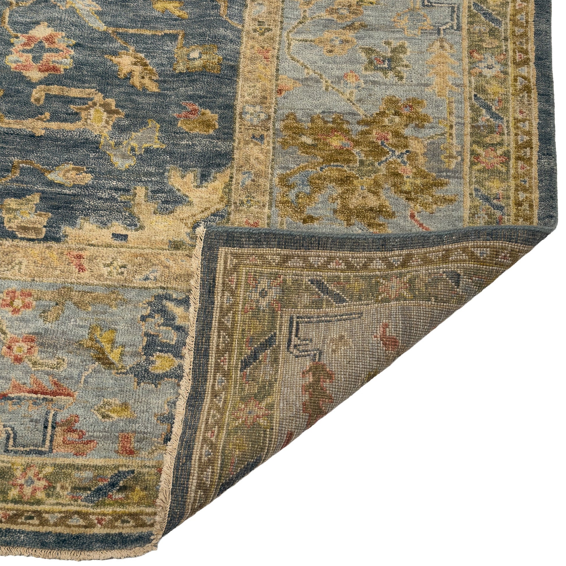 Capel Tapestry Area Rug - Azure - Back View