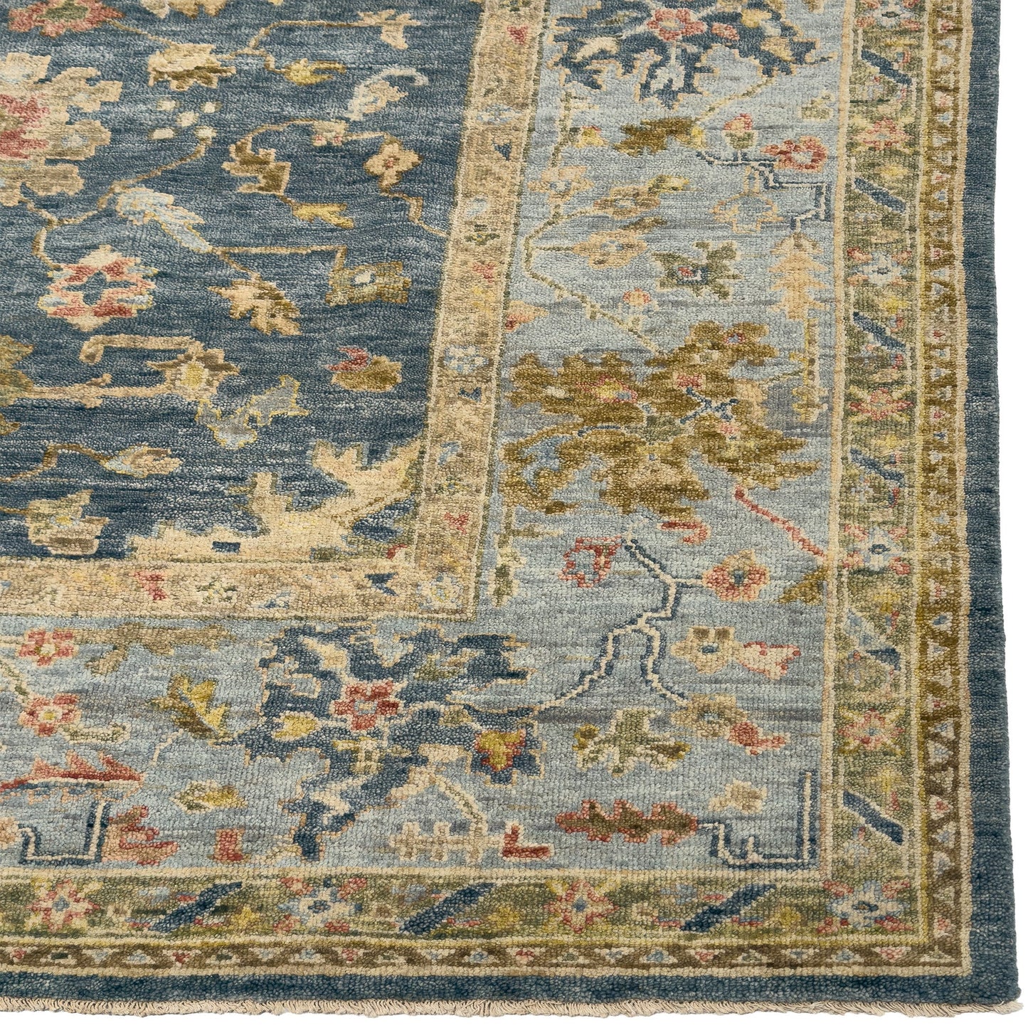 Capel Tapestry Area Rug - Azure - Corner View