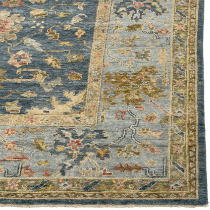 Capel Tapestry Area Rug - Azure - Corner View