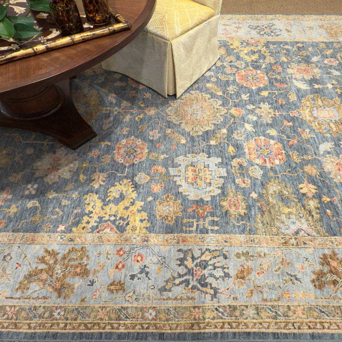 Capel Tapestry Area Rug - Azure - Lifestyle View