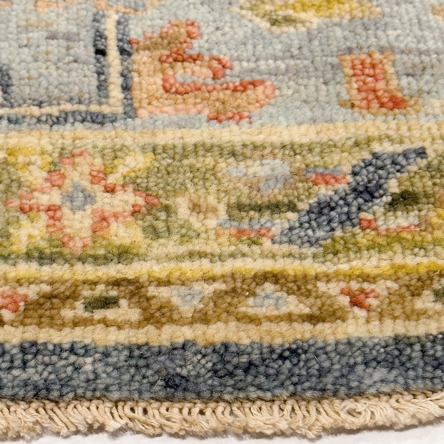 Capel Tapestry Area Rug - Azure - Cross-Section View