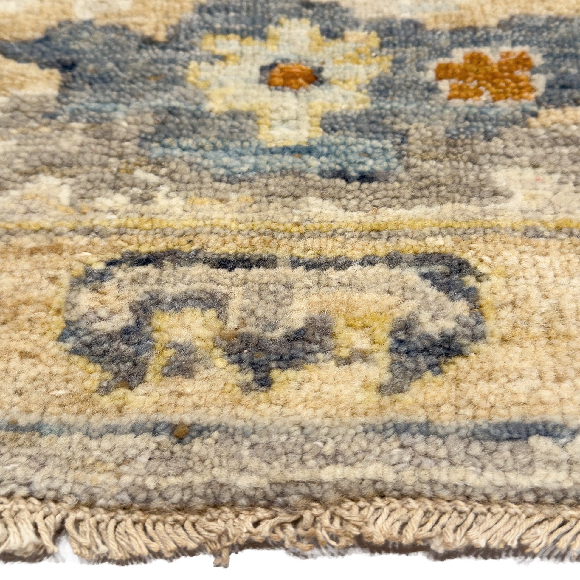 Capel Tapestry Area Rug - Tan - Cross-Section View