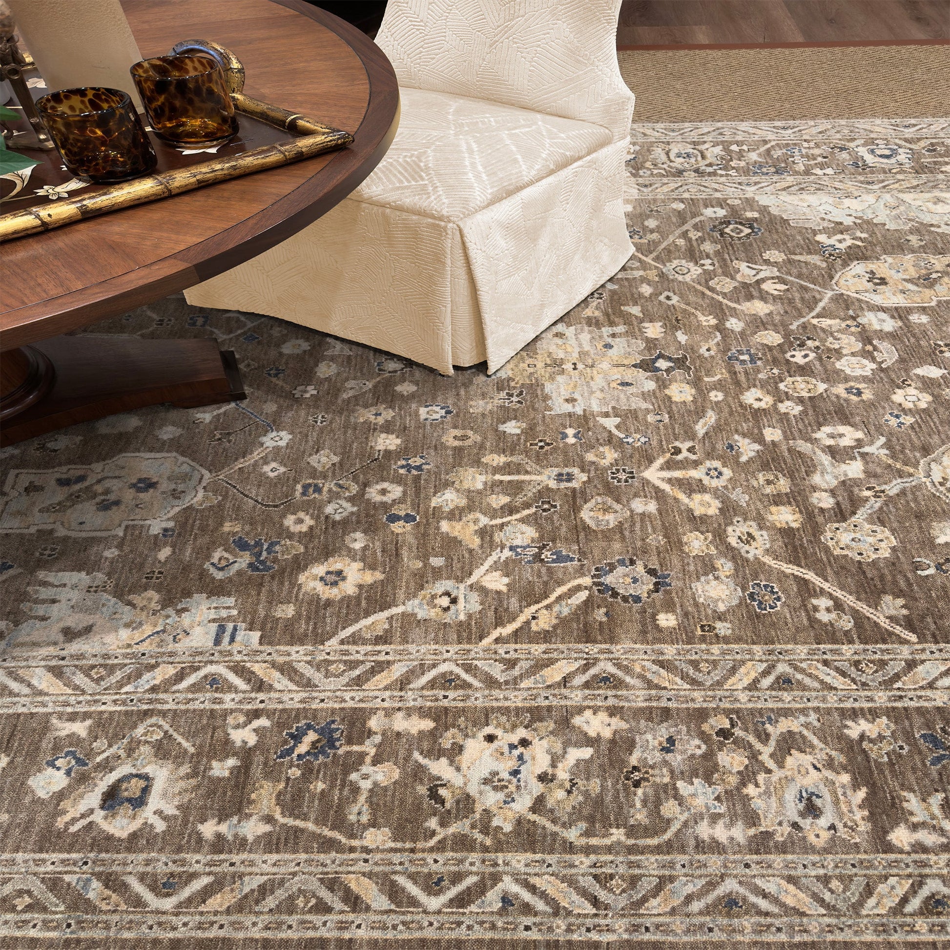 Capel Tapestry Area Rug - Chestnut - Lifestyle View