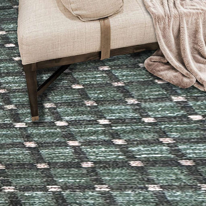 Tattersall Jade Rug – detail view