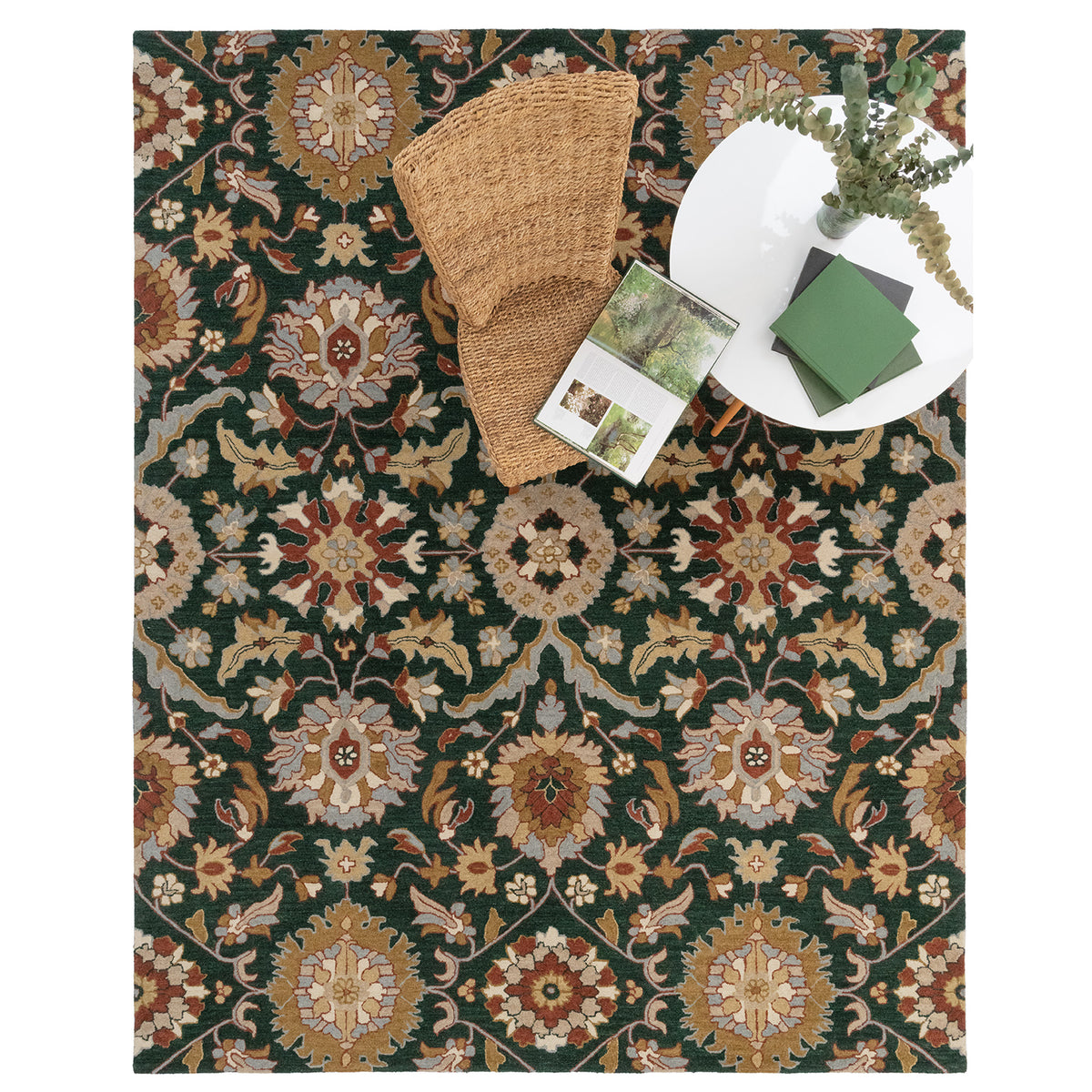 Azari Rugs Capel Azari Area Rug – Keshan Evergreen – Cabin Rugs