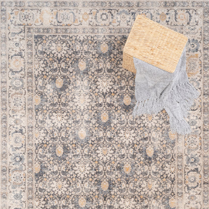 Avery Rug – Keshan Slate Linen – detail view