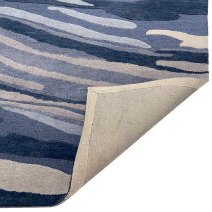 Capel Ripple Area Rug - Teal Blue - Back View