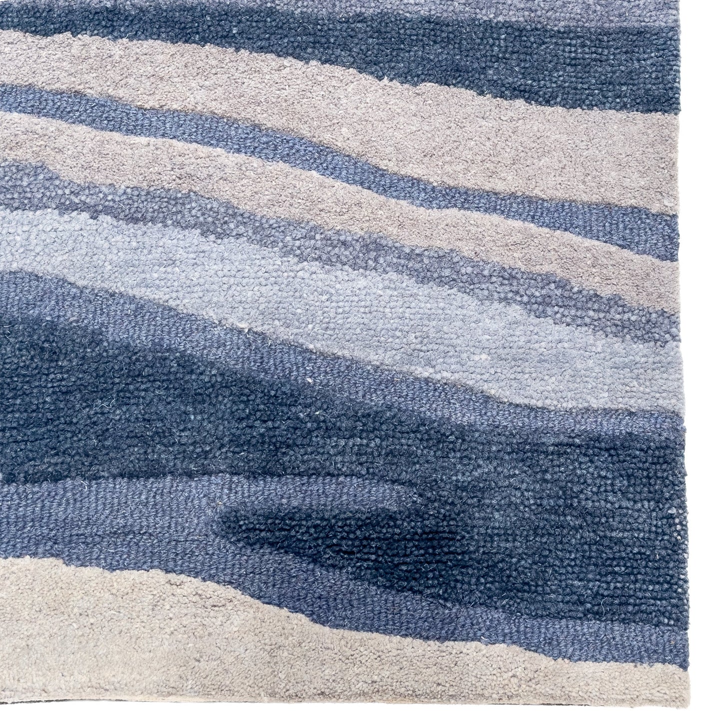 Capel Ripple Area Rug - Teal Blue - Corner View