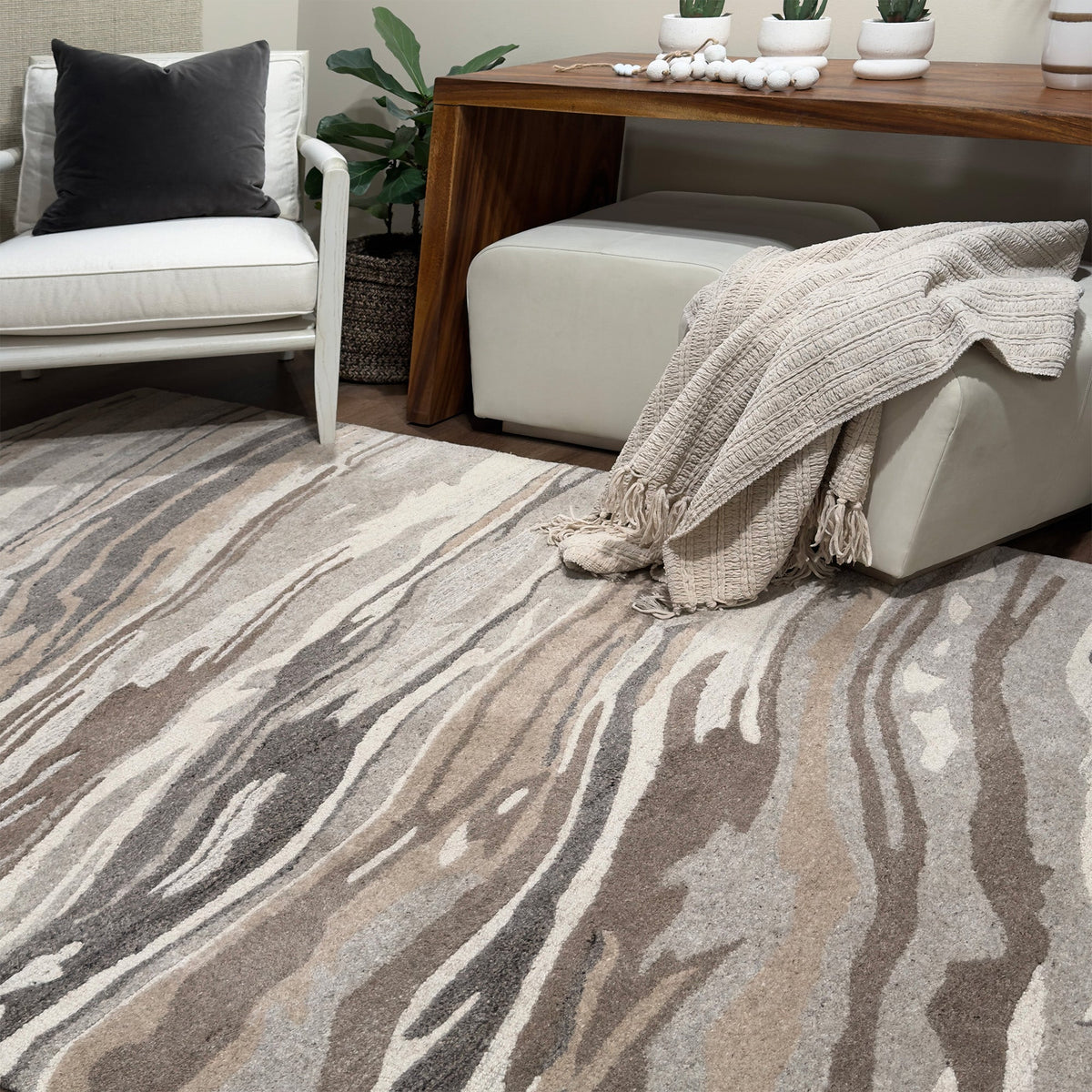 Capel Ripple Area Rug - Tan - Lifestyle View