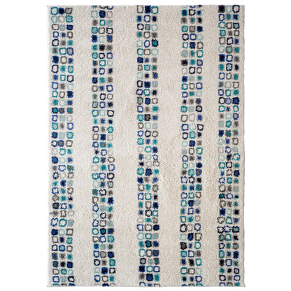 Cobblestone Cream Blue Rug – cabin lodge area rug