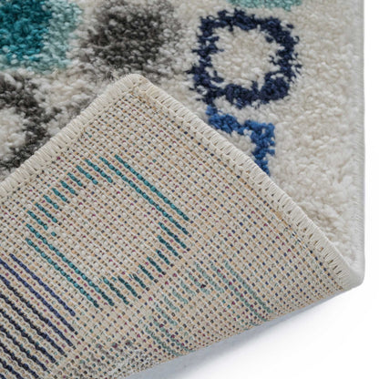Cobblestone Cream Blue Rug – detail view