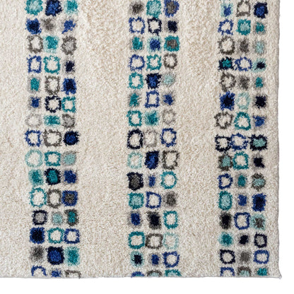 Cobblestone Cream Blue Rug – close up