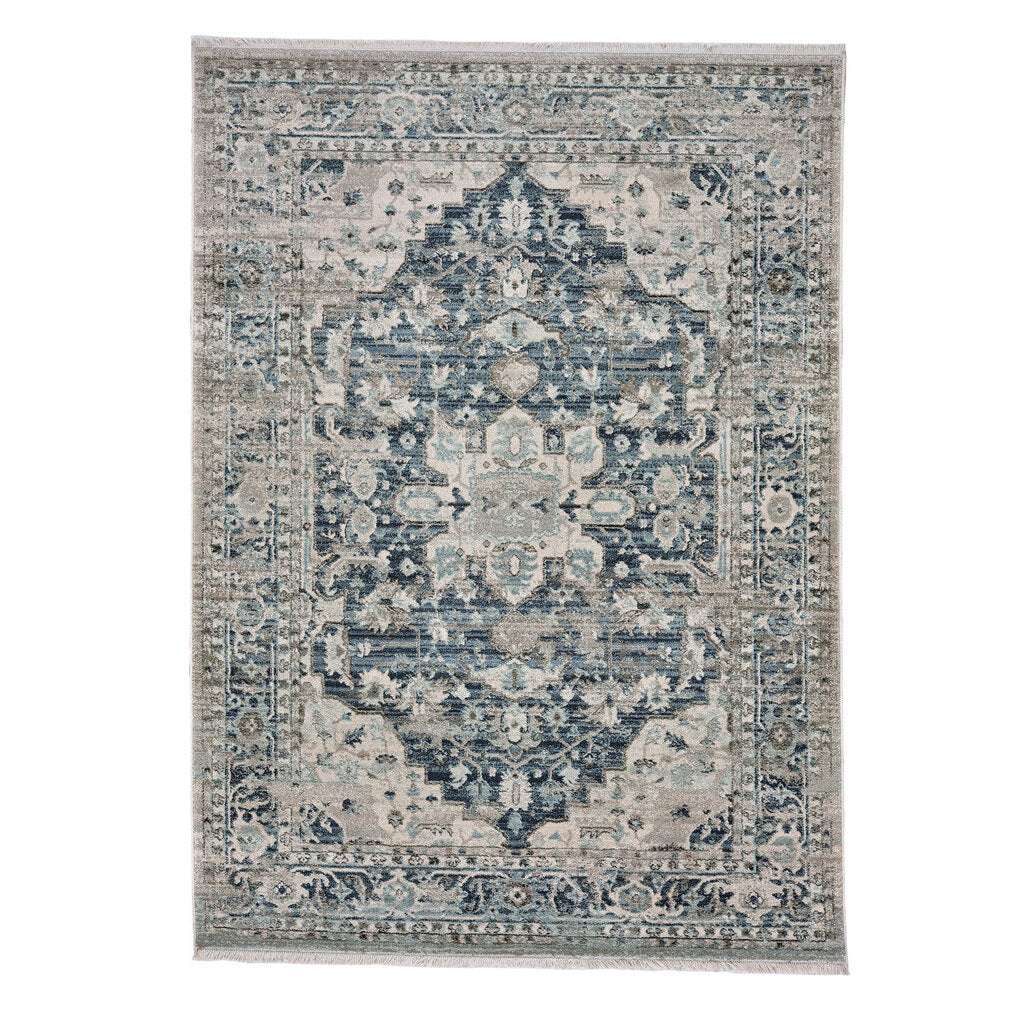 Alden Rug – Medallion Slate Blue – cabin lodge area rug