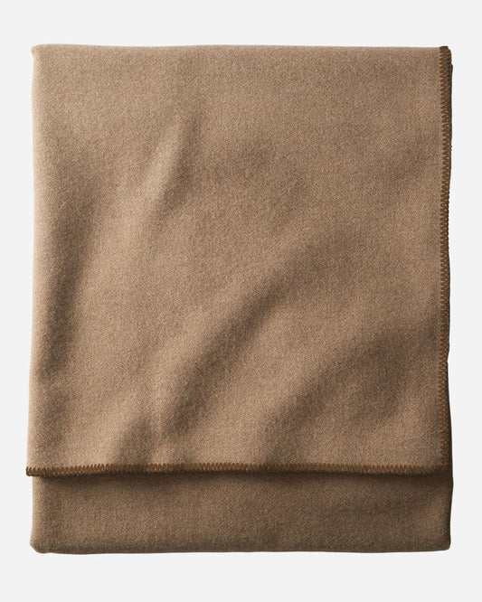 Eco-Wise Wool Solid Blanket | Camel Heather