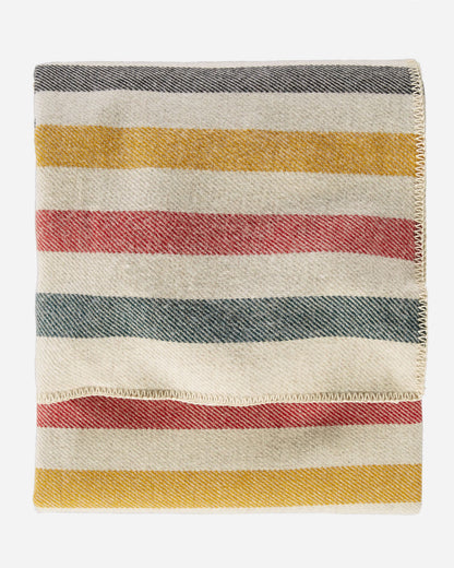 Eco-Wise Wool Plaid/Stripe Blanket | Vintage Glacier