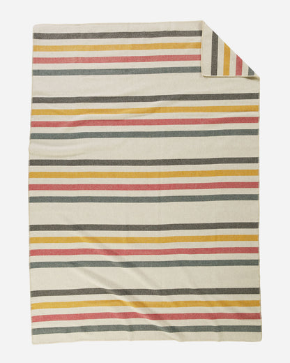Eco-Wise Wool Plaid/Stripe Blanket | Vintage Glacier