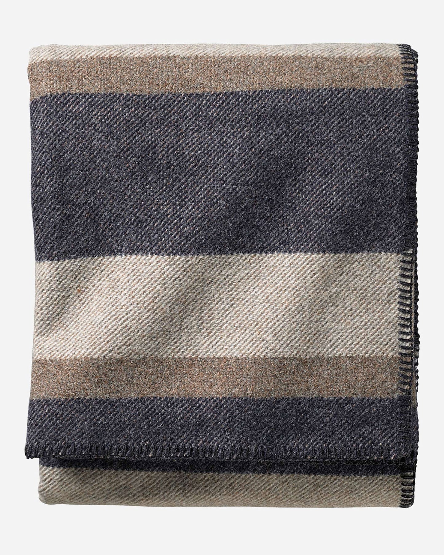 Eco-Wise Wool Plaid/Stripe Blanket | Midnight Navy