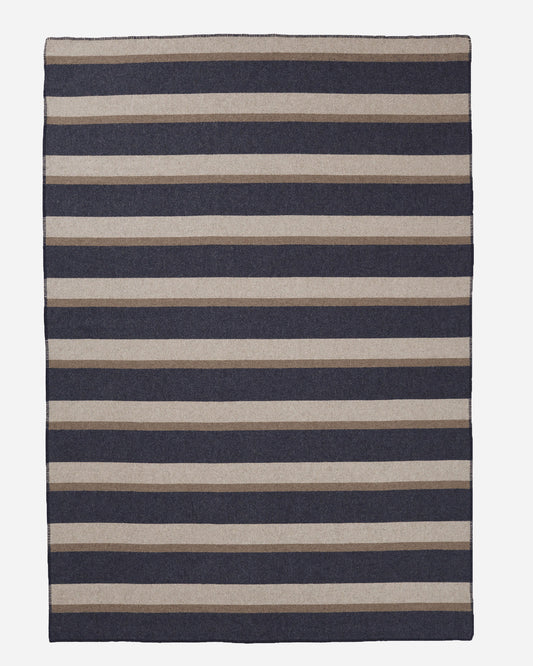 Eco-Wise Wool Plaid/Stripe Blanket | Midnight Navy