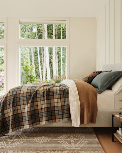 Eco-Wise Wool Plaid/Stripe Blanket | Misty Ridge