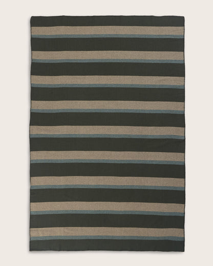 Eco-Wise Wool Plaid/Stripe Blanket | Olive Stripe
