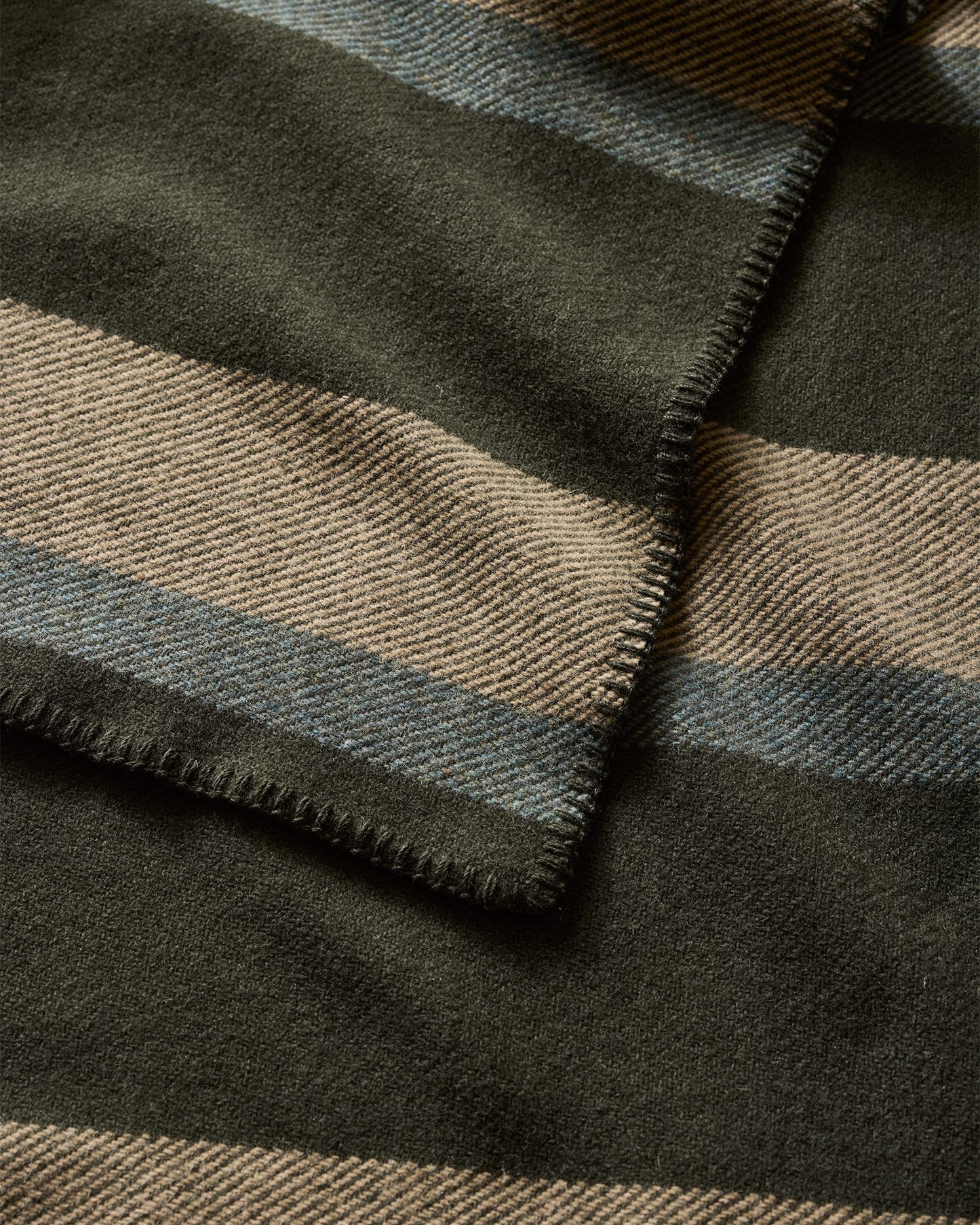 Eco-Wise Wool Plaid/Stripe Blanket | Olive Stripe