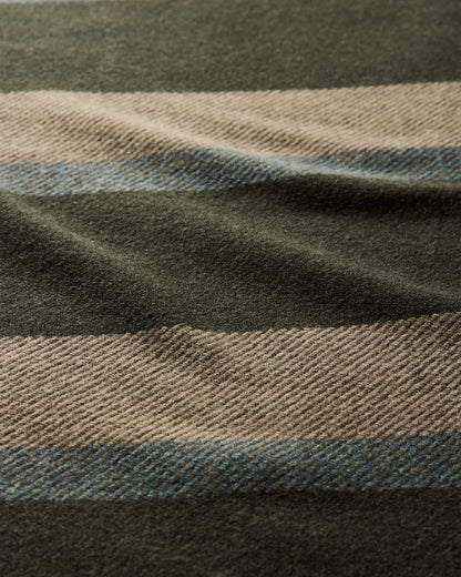 Eco-Wise Wool Plaid/Stripe Blanket | Olive Stripe