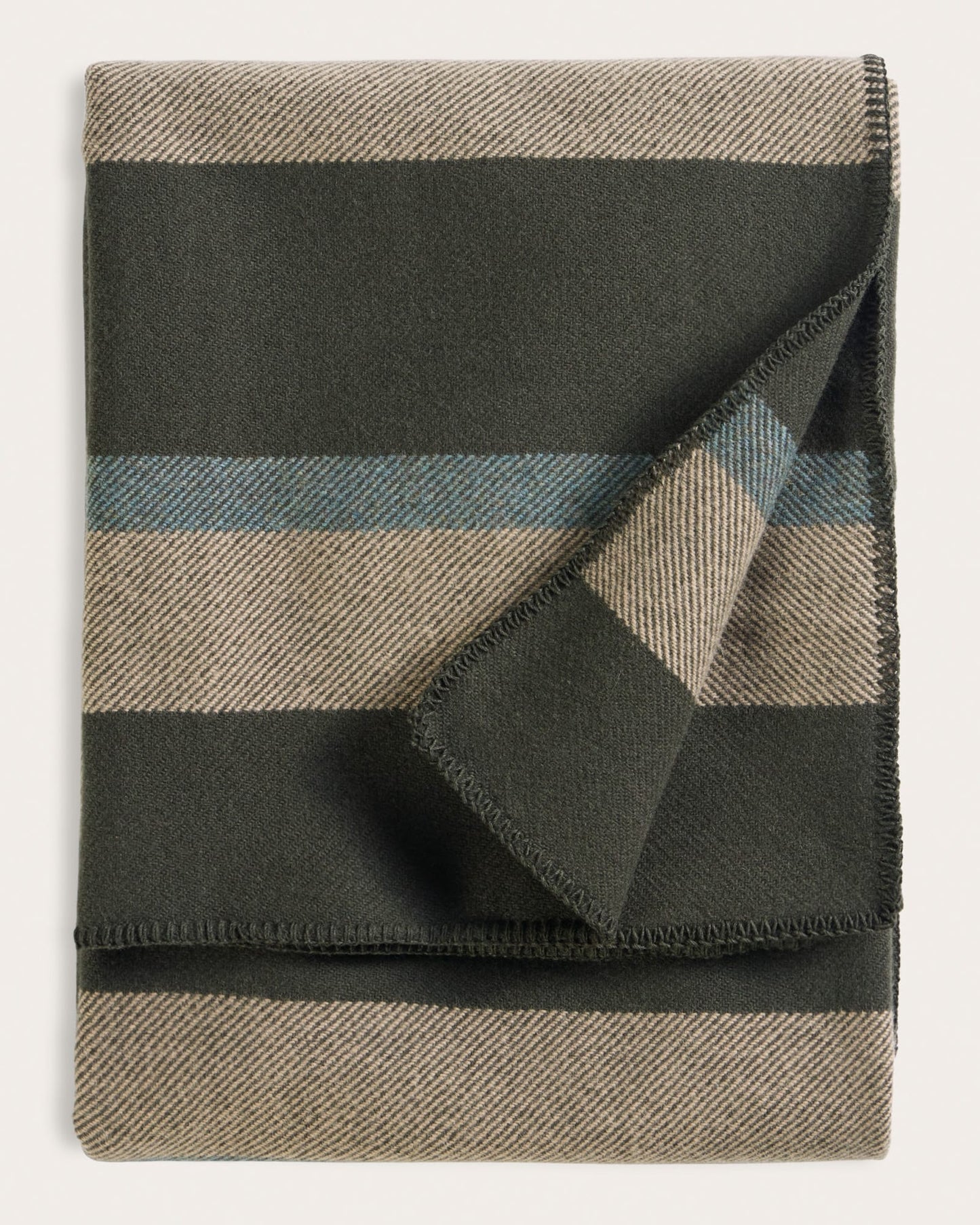 Eco-Wise Wool Plaid/Stripe Blanket | Olive Stripe