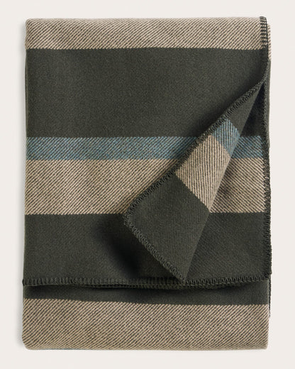 Eco-Wise Wool Plaid/Stripe Blanket | Olive Stripe